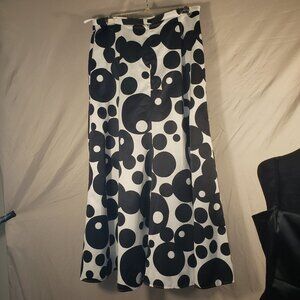 VENUS Women's Black & White Circles Formal Lined Skirt - 10